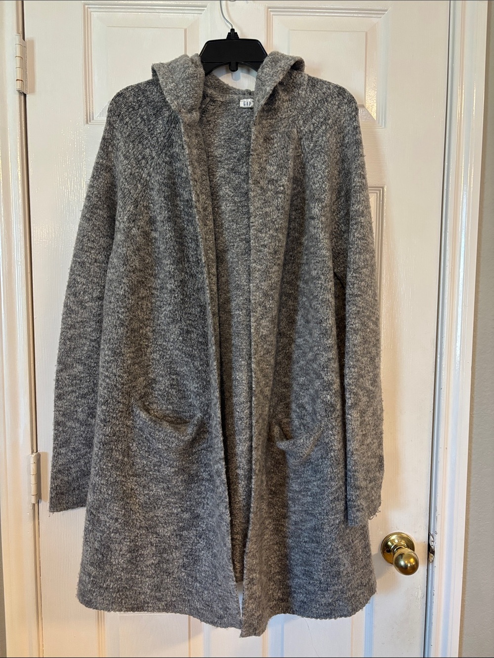 GAP Gray Hooded Open-Front Cardigan